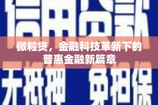 贡寮微粒贷，金融科技革新下的普惠金融新篇章