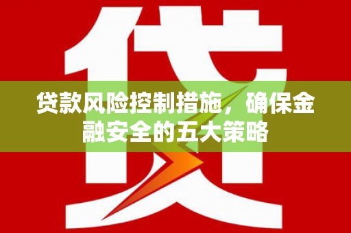 卓尼贷款风险控制措施，确保金融安全的五大策略